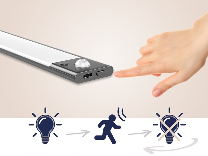 BOSTE LAMPKA LED NOCNA Z CZUJNIKIEM RUCHU I ZMIERZCHU MAGNETYCZNA AUTO