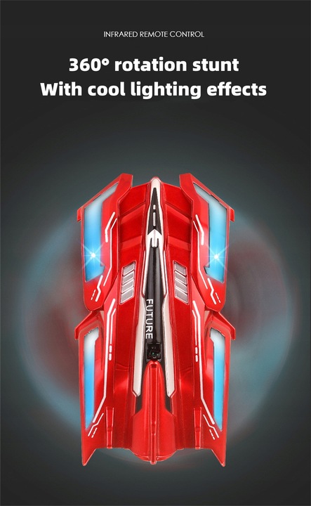 Samochód jeżdżący po ścianie i suficie czerwony RC zdalnie sterowany