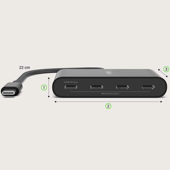 Stacja, hub USB-C do laptopa Belkin AVC018, USB-C 3.2 gen2 na 4 porty USB-C