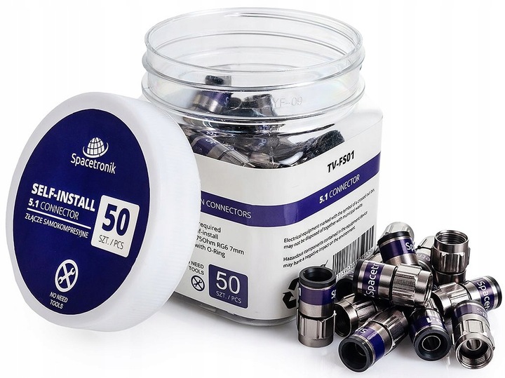 10x Wtyk Samokompresyjne Złącze F Samozaciskowy RG6 5.1 Self