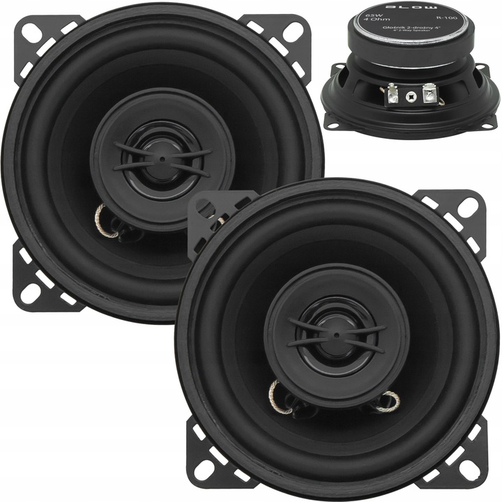 2x MOCNE GŁOŚNIKI SAMOCHODOWE DWUDROŻNE 65W 100mm 10cm 4'' NA