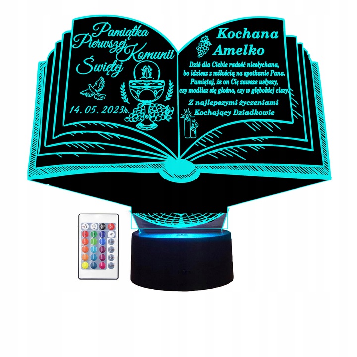 Lampka Pamiątka Pierwszej I Komunii Świętej Podziekowanie Imię Grawer