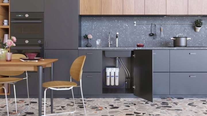 Filtr Aquaphor Podzlewowy z baterią, Filtracja 3-stopniowa do 6000L