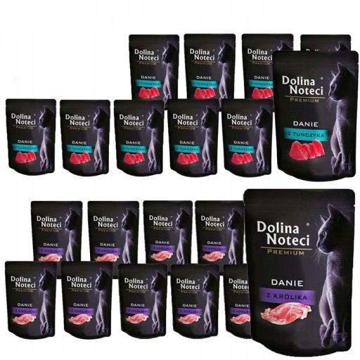 Dolina Noteci Premium dla kota mix smaków 20x 85g PREMIUM Królik Tuńczyk