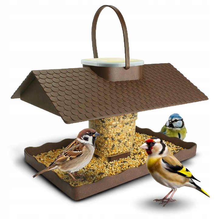 KARMNIK DLA PTAKÓW DUŻY MOCNY DOMEK BUDKA NA KARMĘ POKARM ZIARNO
