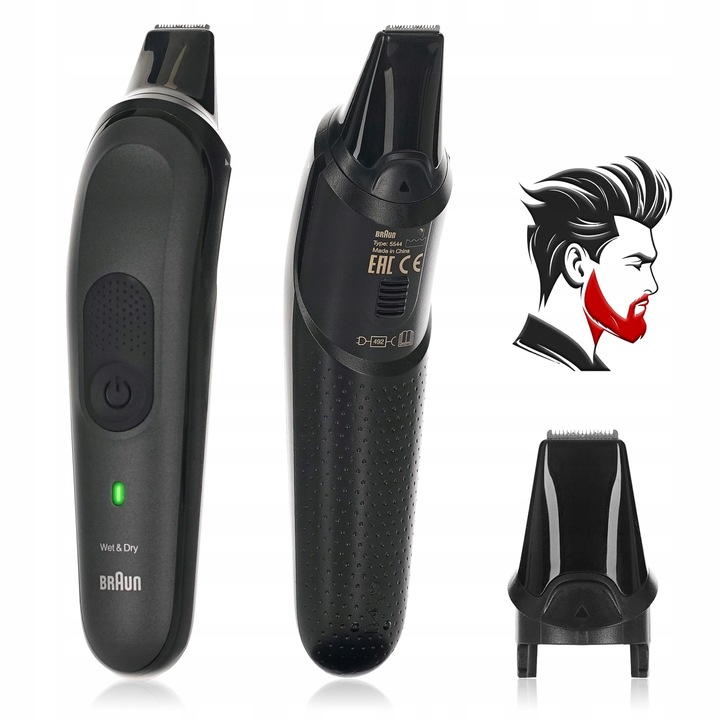 MASZYNKA DO WŁOSÓW TRYMER DO BRODY NOSA USZU GOLARKA BRAUN MGK7WCA-GIGAPACK