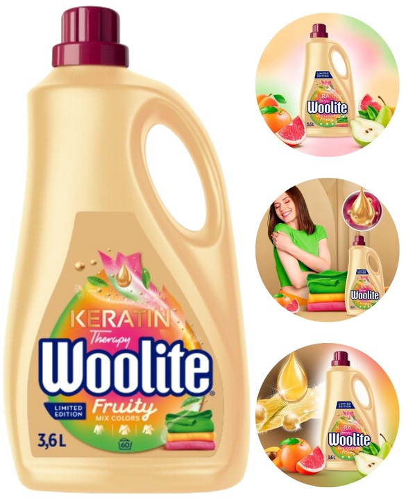 Woolite Płyn Do Prania KOLORÓW Owocowy Molerowy Zapach Keratin Therapy 3,6l