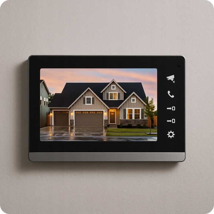 WIDEODOMOFON PRZEWODOWY VIDEO DOMOFON ZESTAW CZYTNIK RFID FURTKA BRAMA 7''