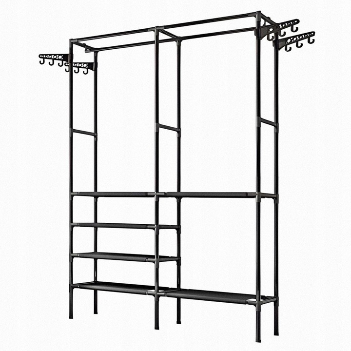 Wieszak na Ubrania Stojący Stojak Loft Czarny Wieszaki Podłogowy