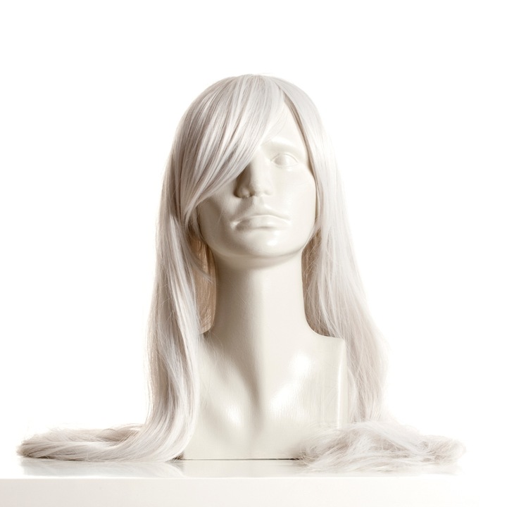 Peruka długa biała 100 cm cosplay karnawał włosy proste grzywka czepek