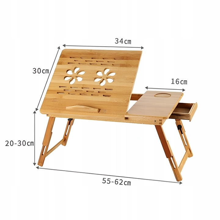 Stolik pod Laptopa bambusowy do Łóżka Taca Podstawka Regulowana Skladana