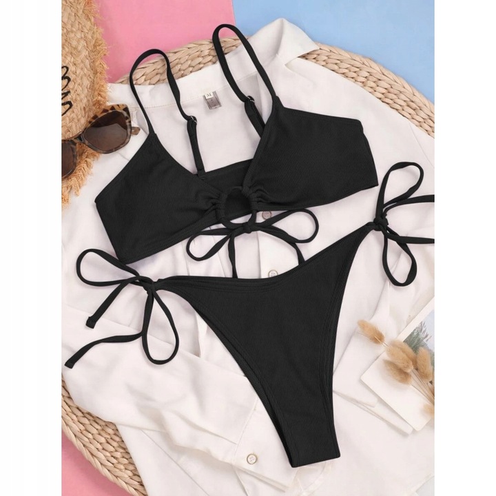 STRÓJ KĄPIELOWY DWUCZĘŚCIOWY SEKSOWNY KOSTIUM DAMSKI BIKINI WIĄZANIE BOHO M