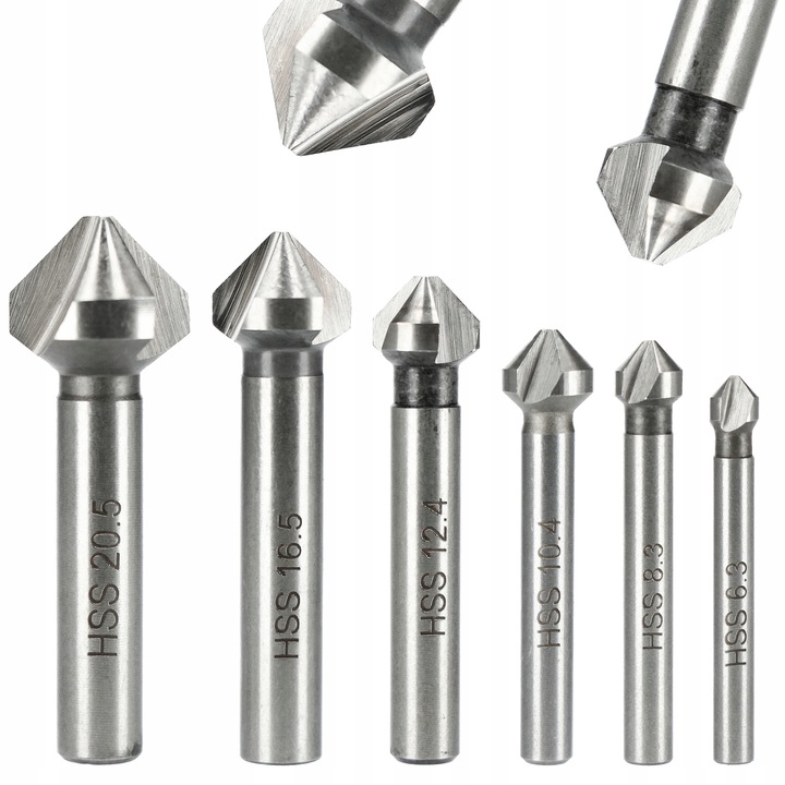 FAZOWNIK POGŁĘBIACZ STOŻKOWY DO METALU WIERTŁA FREZY ZESTAW 6SZT RASTOOL