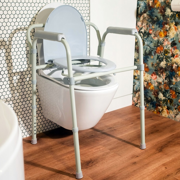 KRZESŁO TOALETOWE WC TOALETA PRZENOŚNA STABILNA SEDES POMOC DLA SENIORA 158