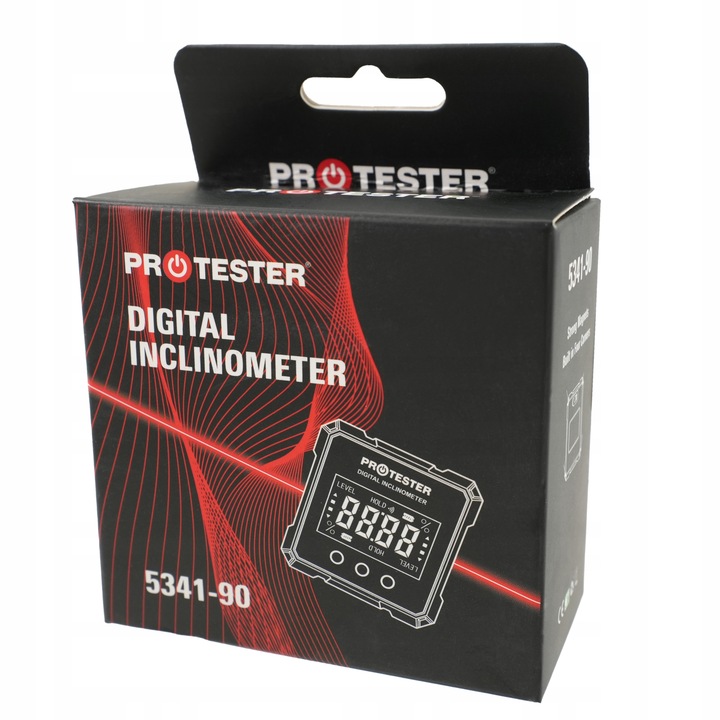 KĄTOMIERZ LASEROWY 4х90° CYFROWY POZIOMICA Z MAGNESEM INKLINOMETR