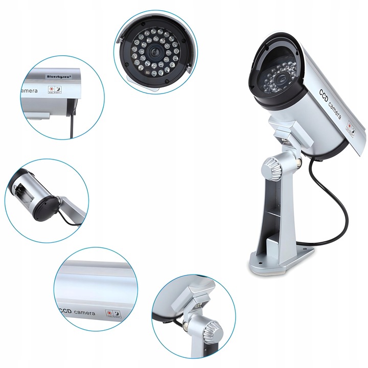 KAMERA ATRAPA ZEWNĘTRZNA MONITORING ŚCIENNA LED IR KAMERA MIGAJĄCA +