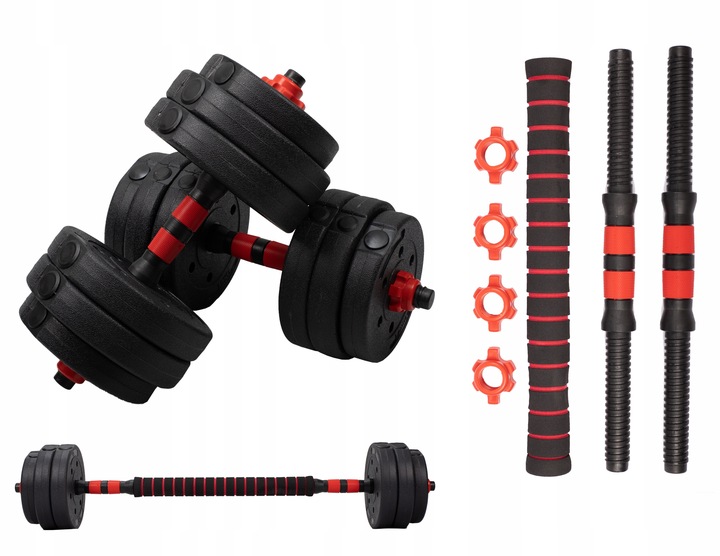 Hantle 20kg 2x10kg + SZTANGA GRYFY ZESTAW CIĘŻARKÓW DO ĆWICZEŃ REGULOWANE