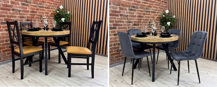 Stół okrągły 100 rozkładany do 200 cm LOFT metalowe nogi gruby blat