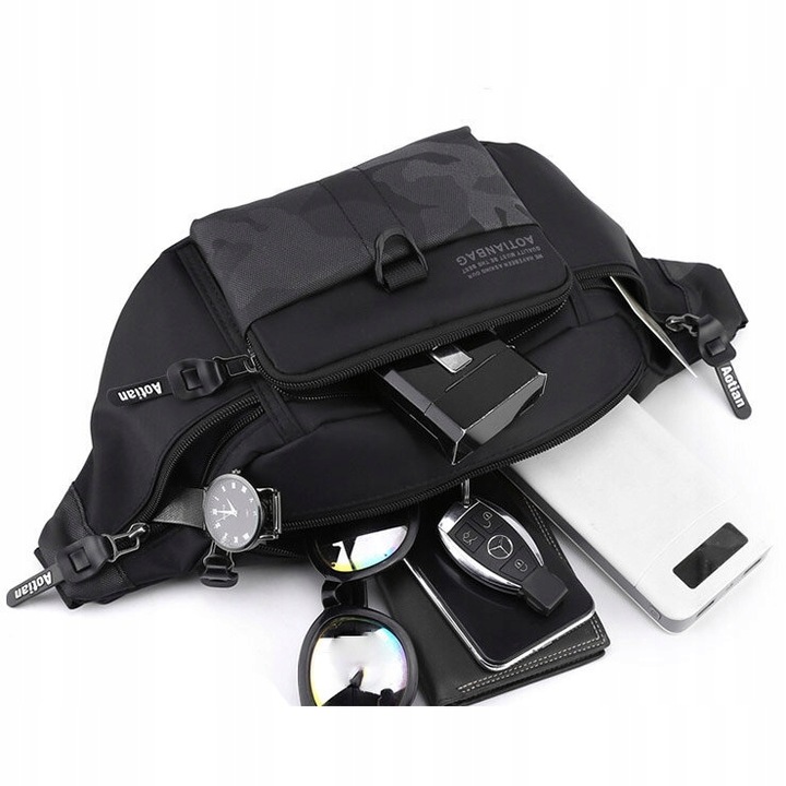 Torebka saszetka BIODRÓWKA NERKA męska POJEMNA SOLID PREMIUM BARDZO DUŻA