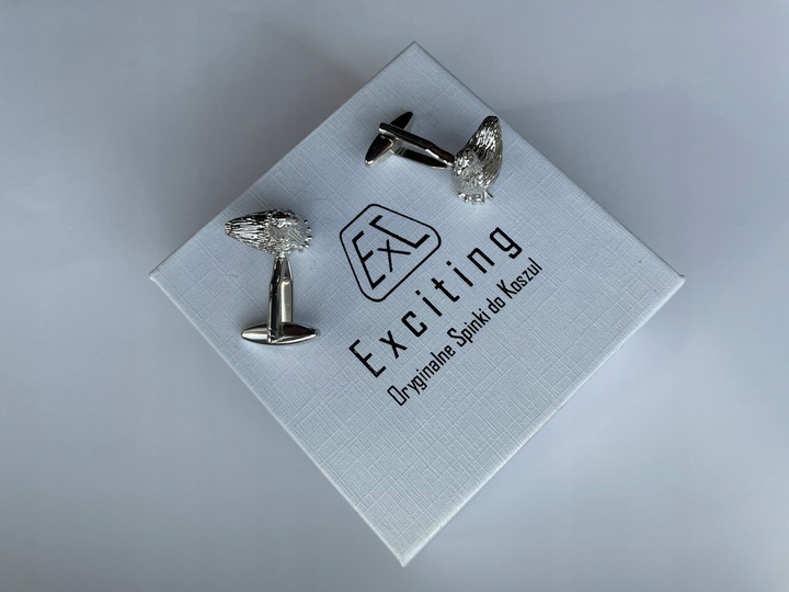 Spinki do mankietów EXC KURA Kurka Nioska Znosząca Złote Jaja w białym Etui