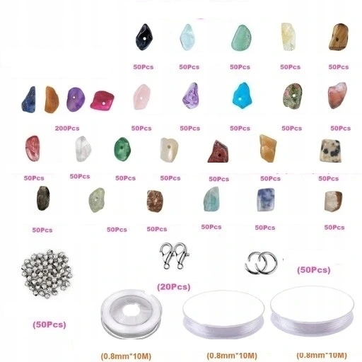 ZESTAW DO ROBIENIA BIŻUTERII BRANSOLETEK BIZUTERIA Z KAMIENI 1323 elementy