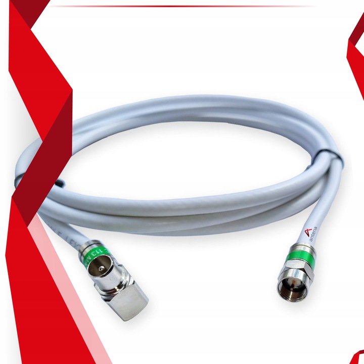 GOTOWY KABEL ANTENOWY Złącza Wtyk F - Wtyk TV KĄTOWY Długość kabla: 2m