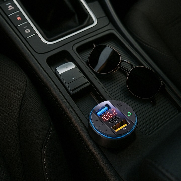 TRANSMITER FM ŁADOWARKA BLUETOOTH BT USB TYP-C QC 3.0 + PD 30W BASS