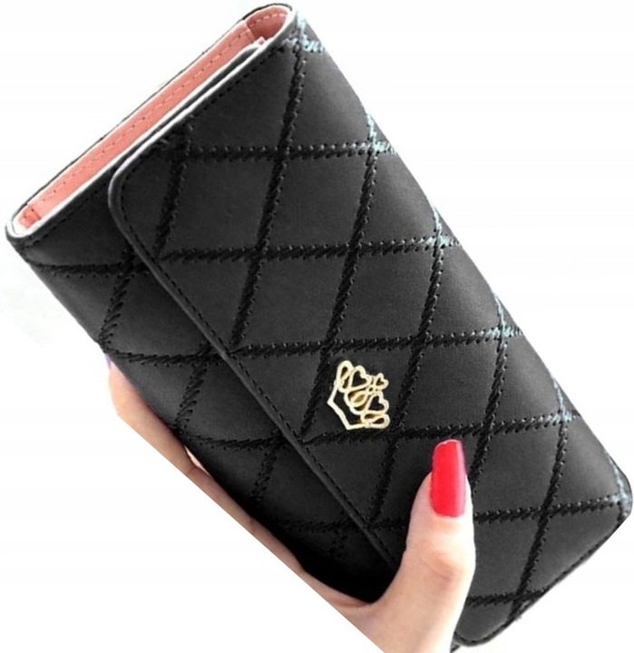 Elegancki Portfel damski na zatrzask skórzany duży rozkładany pojemny skóra