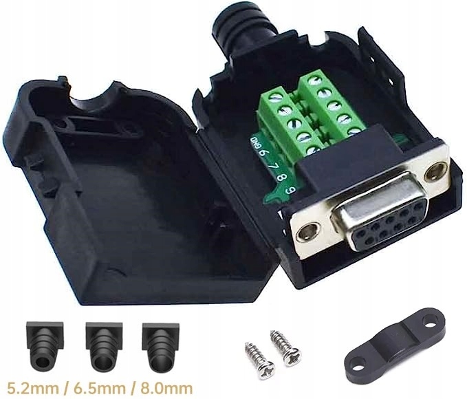 ADAPTER ŻEŃSKI DB9 RS232 REDUKTOR KONWERTER NA KABEL D-SUB ROZBIERALNY