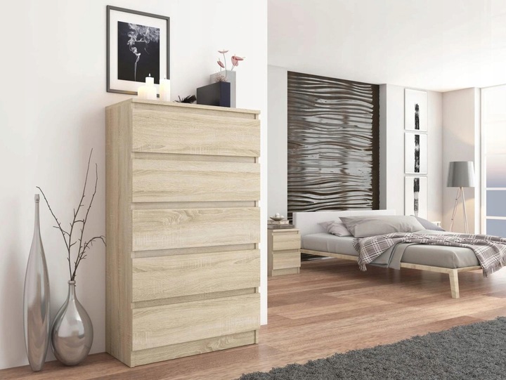 DUŻA KOMODA 5 SZUFLAD SZAFKA Sonoma POLSKIE MEBLE R-5 SONOMA