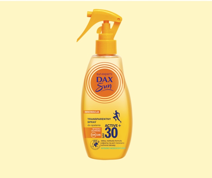 DAX SUN Transparentny spray SPF30 Active+ DO OPALANIA 200 ml