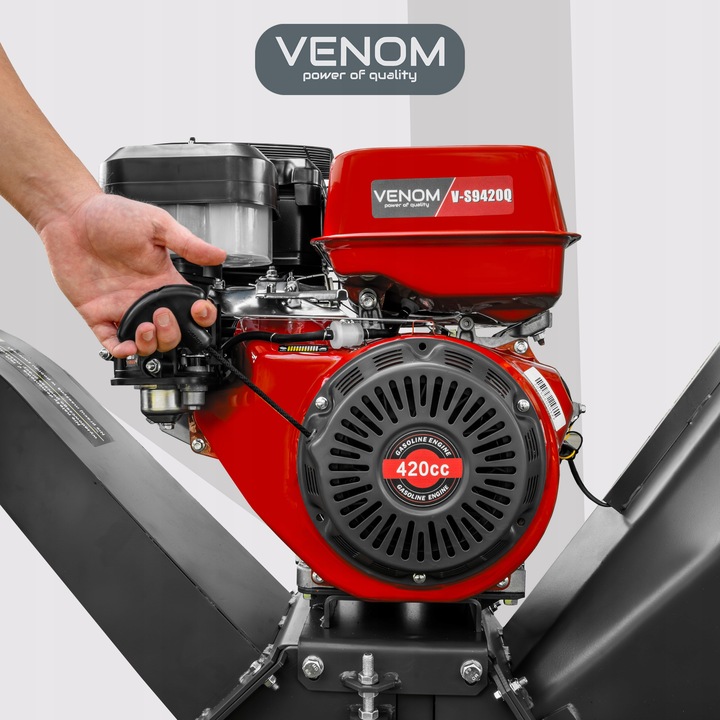 POTĘŻNY ROZDRABNIACZ SPALINOWY DO GAŁĘZI 120 MM SILNIK 420 CC ZACZEP