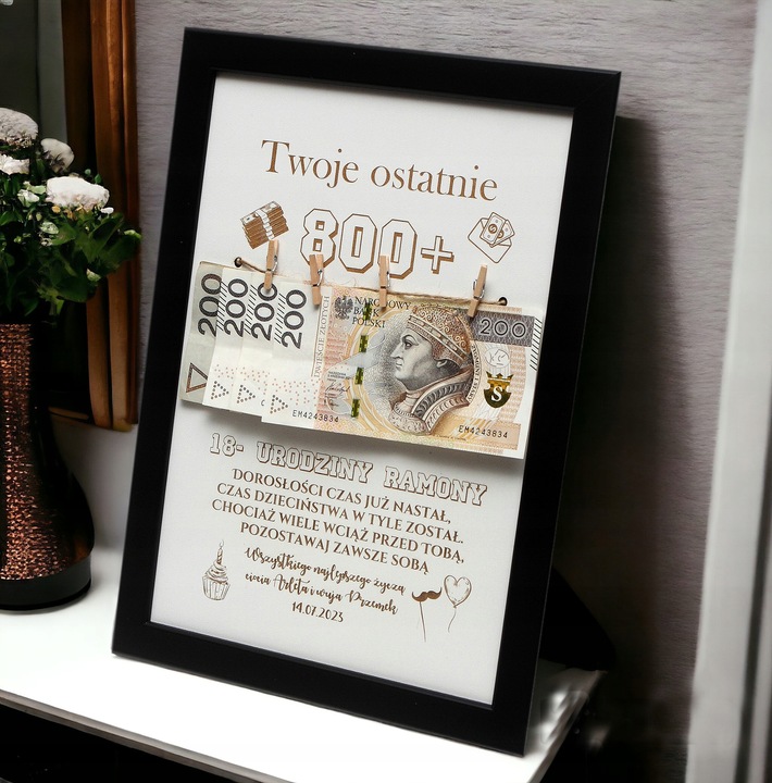 RAMKA prezent 18 URODZINY widzisz TWOJE ostatnie 800+ plus