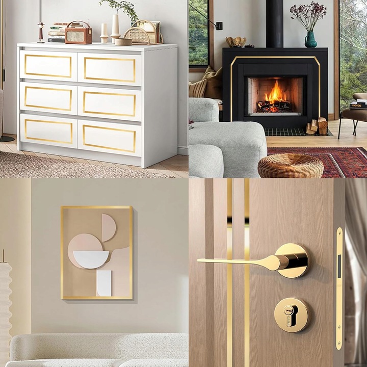 Listwa Dekoracyjna SAMOPRZYLEPNA Złota POŁYSK Taśma Ozdobna 2cm x 2,44m