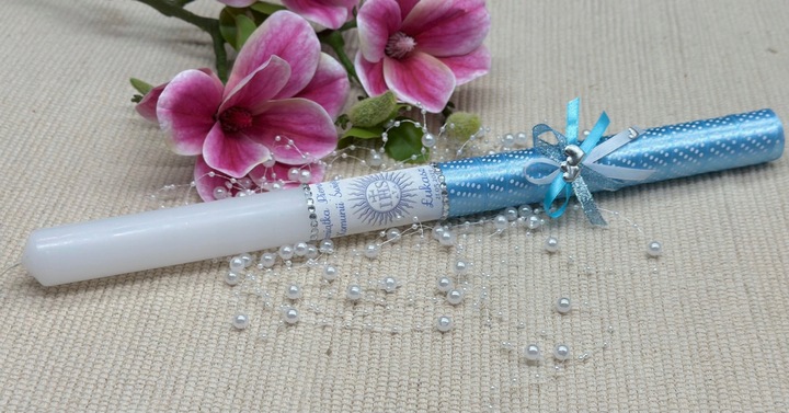 ŚWIECA KOMUNIJNA NA KOMUNIĘ DO KOMUNII IMIĘ DATA