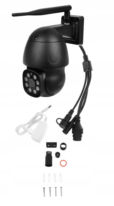 ZEWNĘTRZNA CZARNA BEZPRZEWODOWA KAMERA WIFI OBROTOWA IP 4MPX TUYA SMART DVS