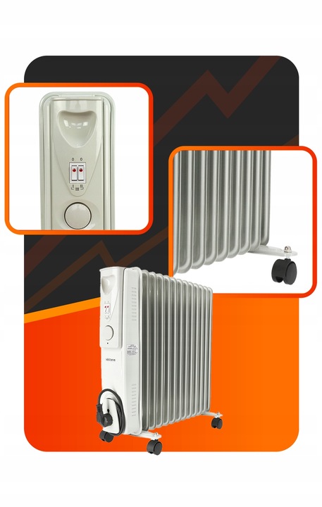 GRZEJNIK ELEKTRYCZNY 2500W OLEJOWY 13 ŻEBEREK TERMOSTAT ŻEBERKOWY OLEJAK