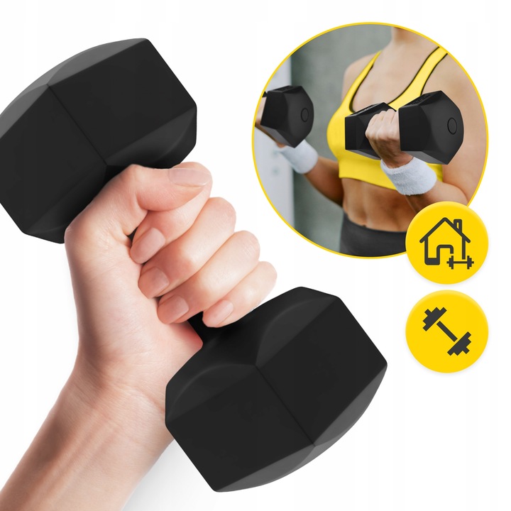 HANTLE BITUMICZNE HANTELKI ZESTAW DO ĆWICZEŃ FITNESS SIŁOWNIA TRENING 2x5kg