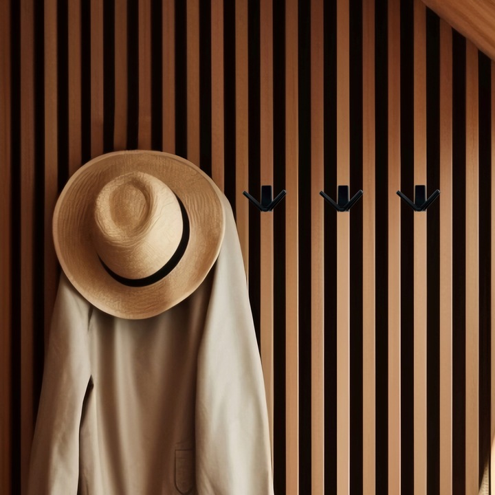 WIESZAK MEBLOWY ŚCIENNY ZESTAW 5 SZT. - HACZYK NA UBRANIA CZARNY