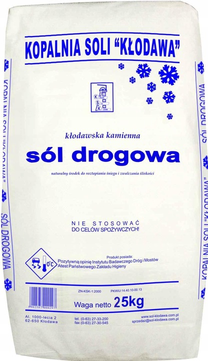 Sól drogowa Kłodawa 25 kg