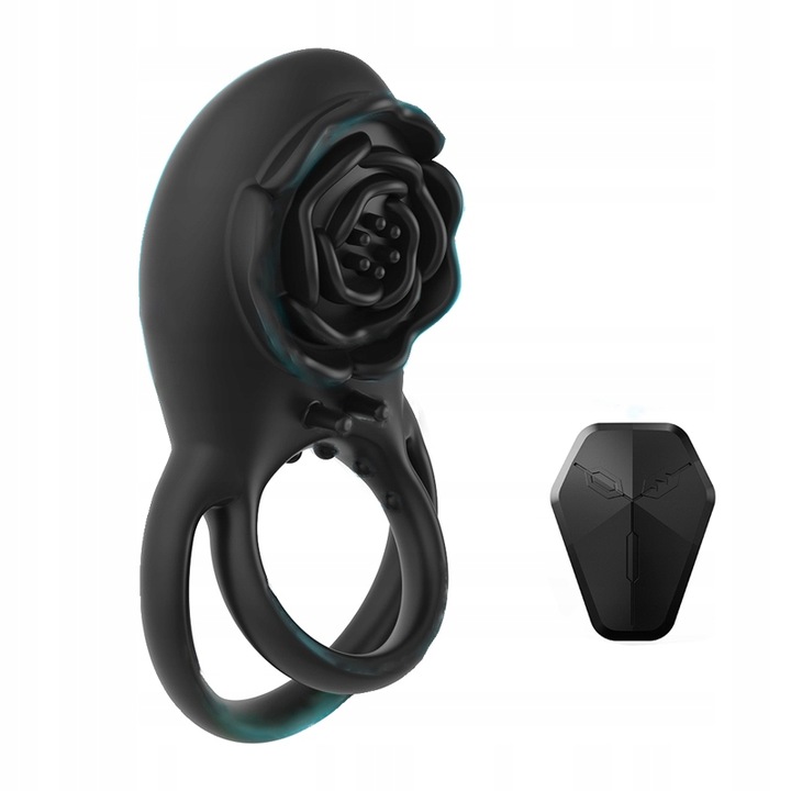 Męski wibrujący pierścień na penisa z różanym stymulatorem łechtaczki 8