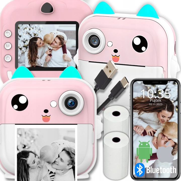DRUKUŚ DRUKARKA APARAT NATYCHMIASTOWY FOTOGRAFICZNY MINI TERMICZNA RÓŻOWY