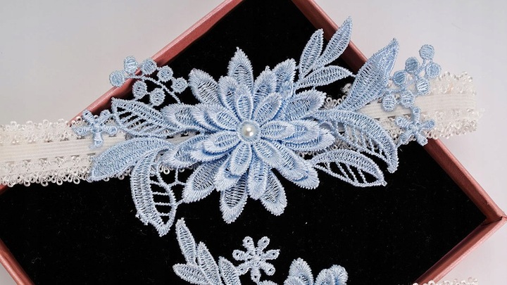 PODWIĄZKA ŚLUBNA niebiesko biała BŁĘKITNA