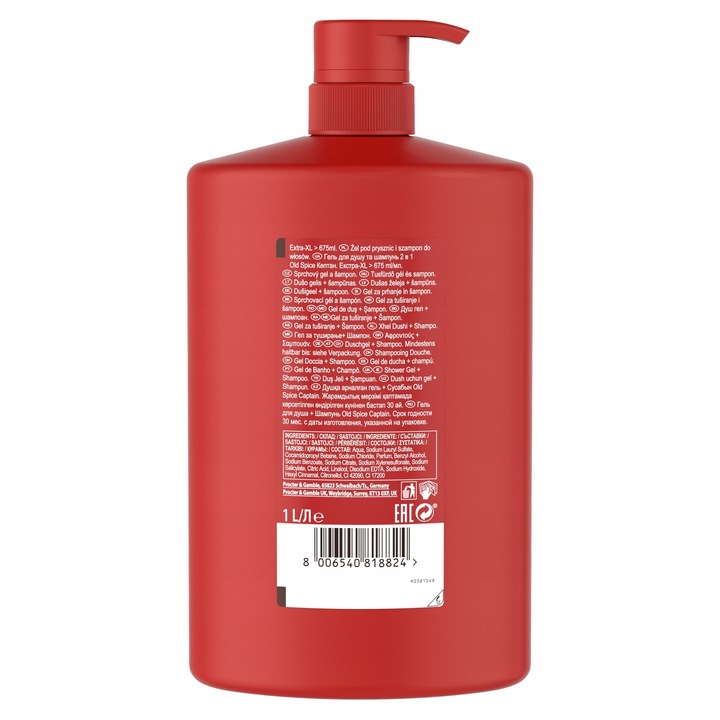 Old Spice Żel pod prysznic pompka 3w1 Captain 1L