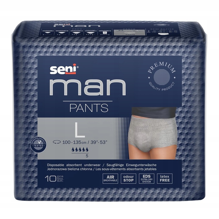 MAJTKI CHŁONNE DLA MĘŻCZYZN SENI MAN PANTS L 10SZT.