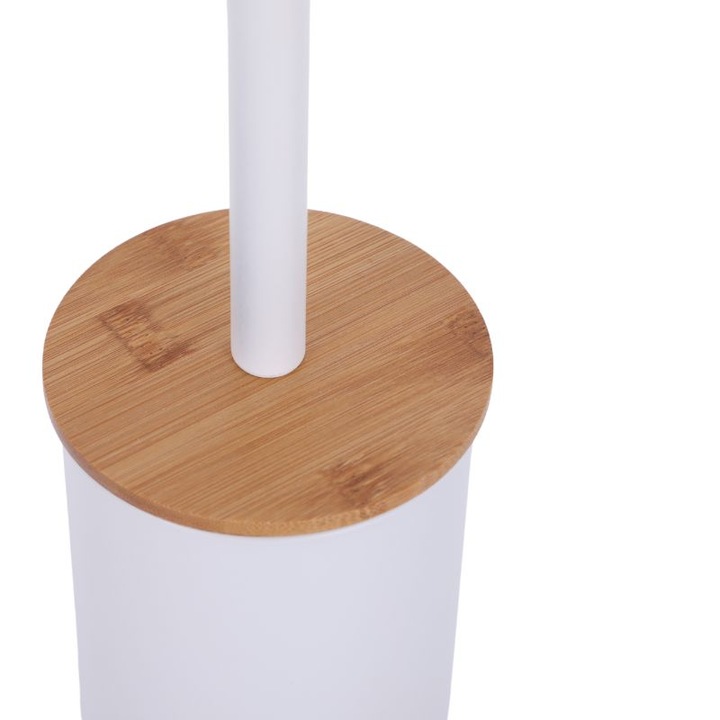 Stojak na papier toaletowy z uchwytem i szczotką WC biały bambus YOKA