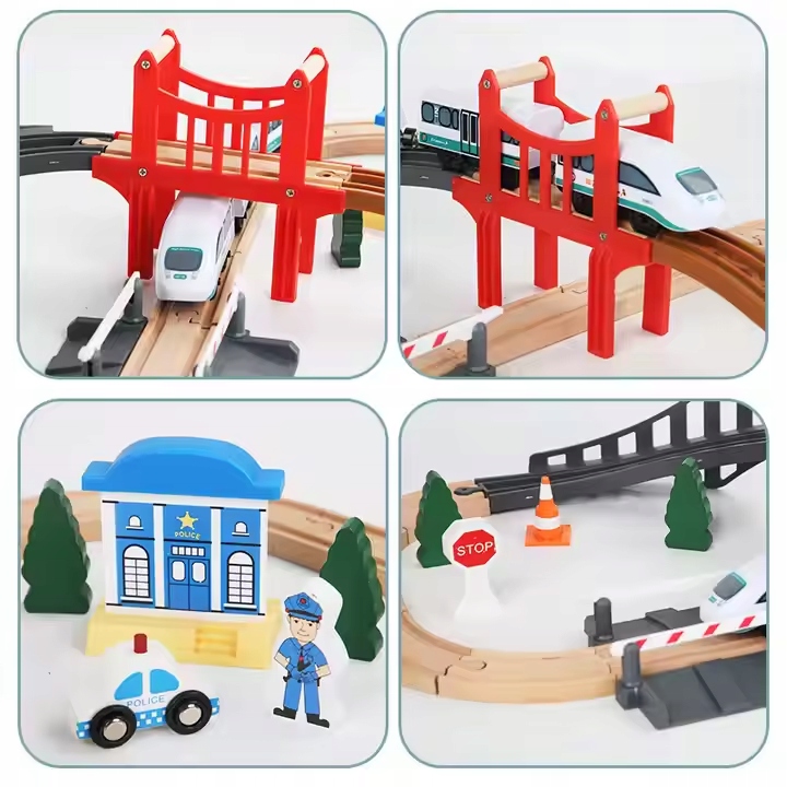 DREWNIANA KOLEJKA POCIĄG NA BATERIE TOR TORY ZESTAW AUTO DLA DZIECI XL 3,2M