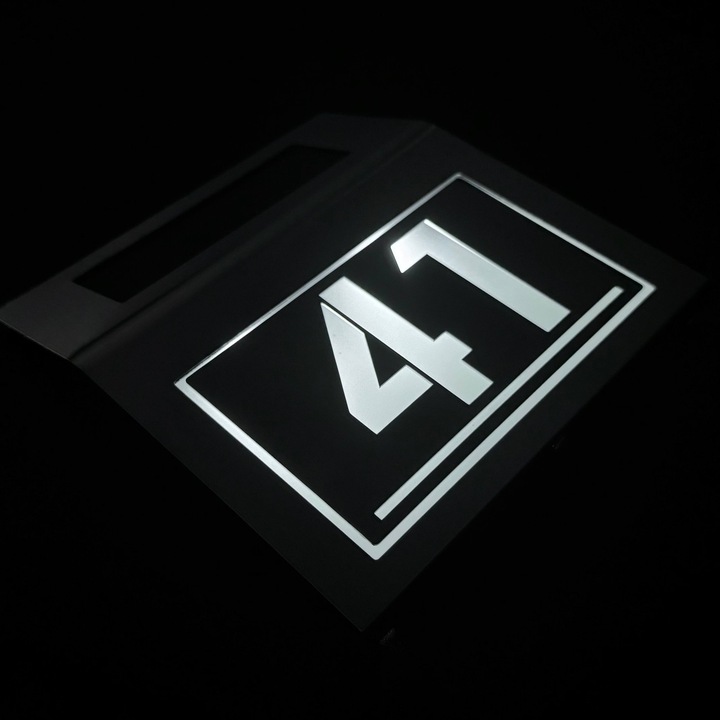 Solarny Numer Domu LED + Tabliczka INOX – Podświetlany, stal