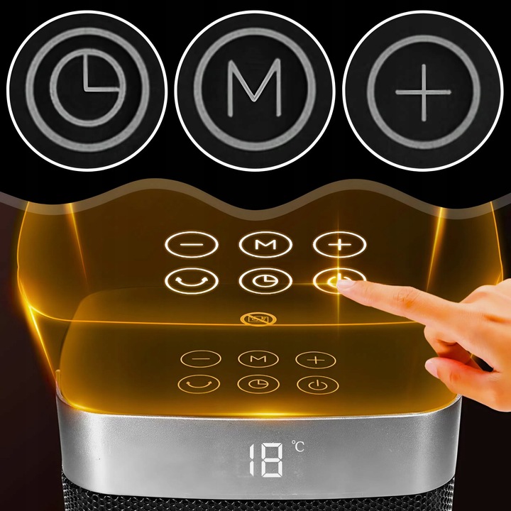 Termowentylator Farelka Cichy 2000W + Timer 4 Tryby Energooszczędny