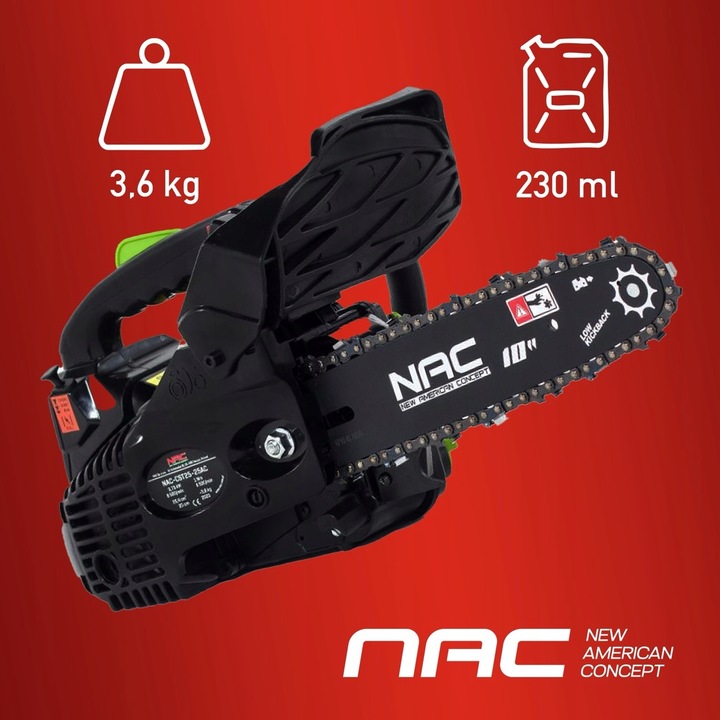 PIŁA SPALINOWA PILARKA ŁAŃCUCHOWA GAŁĘZIÓWKA NAC 25,4CC 25CM LEKKA